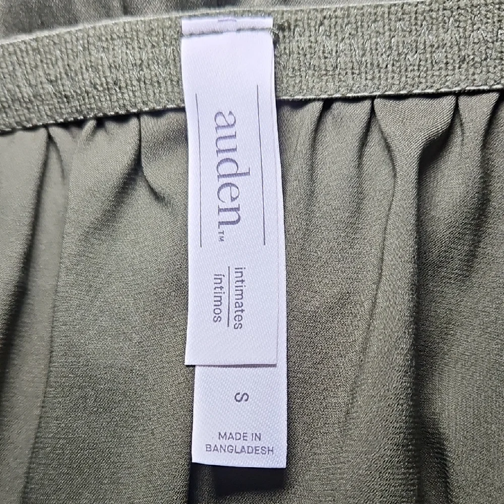 Auden Moss Green Satin Slip with Black Lace Detail
